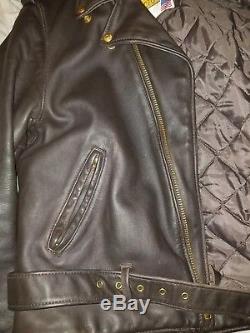 Schott Nyc USA Size 40 Perfecto 618 Leather Motocycle Biker Jacket Dark Brown