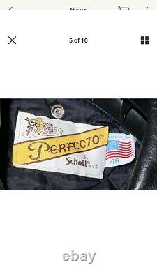 Schott Perfecto 115 Vintage Black Leather Jacket, size 46