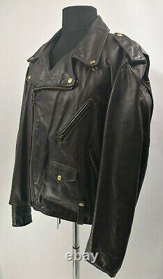 Schott Perfecto 115 Vintage Brown Motorcycle Leather Biker jacket VTG Size 48