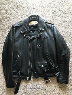 Schott Perfecto 118 Leather Motorcycle Jacket Black 46 Long
