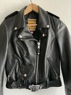 Schott Perfecto 218w Black Leather Lambskin Motorcycle Biker Jacket XS