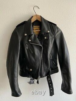 Schott Perfecto 218w Black Leather Lambskin Motorcycle Biker Jacket XS