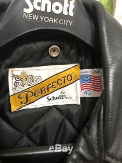 Schott Perfecto 618 Leather Jacket Vintage Motorcycle Jacket 40 Black Small 3