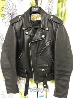 Schott Perfecto 618 Moto Leather Jacket Vintage Motorcycle Jacket 36 Black Small