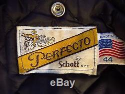 Schott Perfecto 618 Motorcycle Leather Jacket Black 44