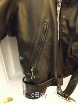 Schott Perfecto Black Leather Jacket Size 46 XL 1980's YKK Zipper EXC 618/613