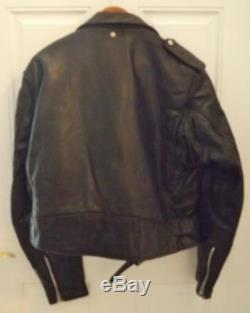 Schott Perfecto Black Leather Jacket Size 46 XL 1980's YKK Zipper EXC ...