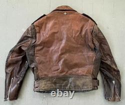 Schott Perfecto Brown Leather Motorcycle Jacket Size 42 Perfect Patina