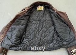Schott Perfecto Brown Leather Motorcycle Jacket Size 42 Perfect Patina