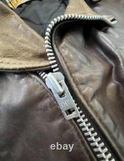 Schott Perfecto Brown Leather Motorcycle Jacket Size 42 Perfect Patina