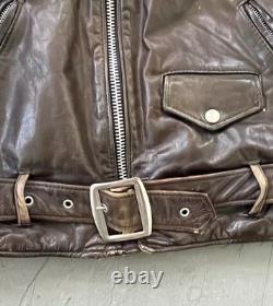 Schott Perfecto Brown Leather Motorcycle Jacket Size 42 Perfect Patina