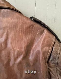 Schott Perfecto Brown Leather Motorcycle Jacket Size 42 Perfect Patina
