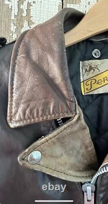 Schott Perfecto Brown Leather Motorcycle Jacket Size 42 Perfect Patina