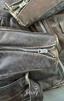 Schott Perfecto Brown Leather Motorcycle Jacket Size 42 Perfect Patina