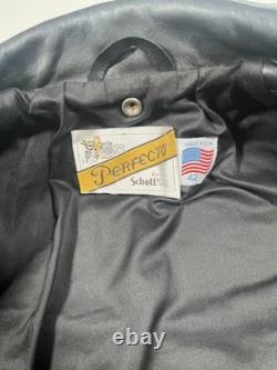 Schott Perfecto Jacket Mens 42 Leather Biker Motorcycle Made IN USA Zipper Lined