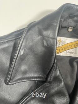 Schott Perfecto Jacket Mens 42 Leather Biker Motorcycle Made IN USA Zipper Lined