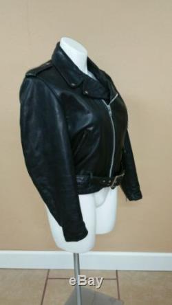 Schott Perfecto Motorcycle Black Leather Biker Jacket USA Made Size 44