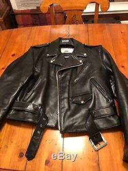 Schott Perfecto Motorcycle Horse Hide Leather Jacket Coat Size 46