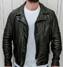 Schott Perfecto NYC (XL) Genuine Lambskin Leather Jacket Raven Black Biker
