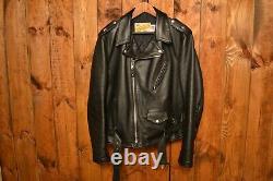 Schott Perfecto Nyc One Star Black Vintage Riders Motorcycle Leather Jacket L-44