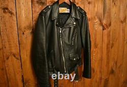 Schott Perfecto Nyc One Star Black Vintage Riders Motorcycle Leather Jacket L-44