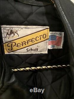 Schott Perfecto One Star 613 Leather Biker Jacket 38 Small Motorcycle Steerhide