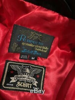 Schott Perfecto X Sailor Jerry Mens Black Leather Moto Jacket Sz M $1000 1 Of 50