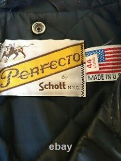 Schott perfecto black leather motorcycle jacket Size 44 Long, Made in USA