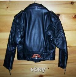 Schott vintage womens leather biker jacket small black