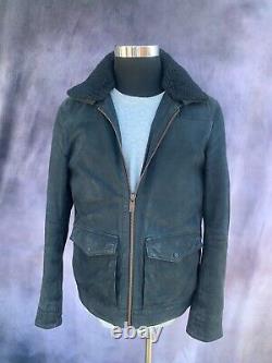 Scotch & Soda Nubuck Leather Biker Shearling Collar Jacket Medium