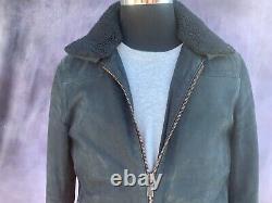 Scotch & Soda Nubuck Leather Biker Shearling Collar Jacket Medium