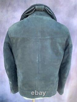 Scotch & Soda Nubuck Leather Biker Shearling Collar Jacket Medium