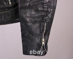Sea Dream Leather Broken-In Black Asymmetrical Motorcycle Biker Jacket Short 42
