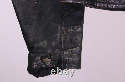 Sea Dream Leather Broken-In Black Asymmetrical Motorcycle Biker Jacket Short 42