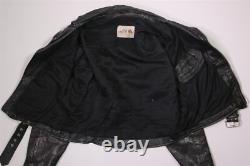 Sea Dream Leather Broken-In Black Asymmetrical Motorcycle Biker Jacket Short 42
