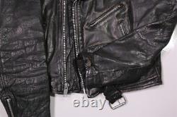 Sea Dream Leather Broken-In Black Asymmetrical Motorcycle Biker Jacket Short 42