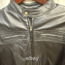 Sedici Black Leather Armored Biker Motorcycle Jacket Men's Size Uk 46 Exc