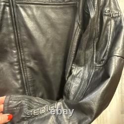 Sedici Black Leather Armored Biker Motorcycle Jacket Men's Size Uk 46 Exc
