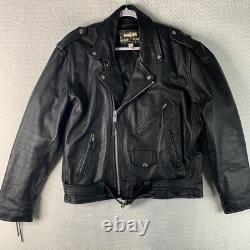 Shelter Leather Motorcycle Jacket Men's Size 44 Double Rider Black