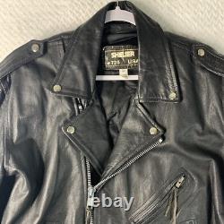 Shelter Leather Motorcycle Jacket Men's Size 44 Double Rider Black