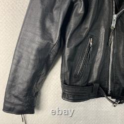 Shelter Leather Motorcycle Jacket Men's Size 44 Double Rider Black