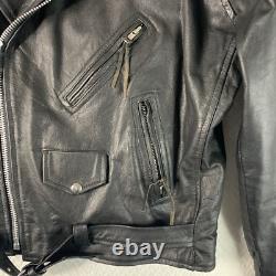 Shelter Leather Motorcycle Jacket Men's Size 44 Double Rider Black