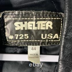 Shelter Leather Motorcycle Jacket Men's Size 44 Double Rider Black