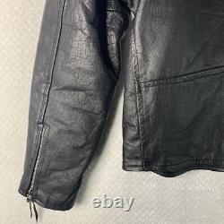 Shelter Leather Motorcycle Jacket Men's Size 44 Double Rider Black