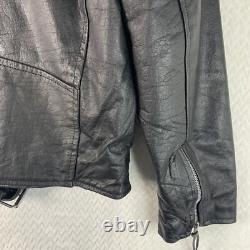 Shelter Leather Motorcycle Jacket Men's Size 44 Double Rider Black