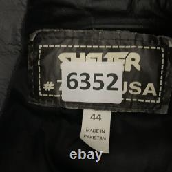 Shelter Leather Motorcycle Jacket Men's Size 44 Double Rider Black