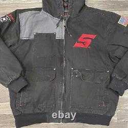 Snap On Tools Black Canvas Full Zip Hooded Quilt Lined Jacket Men's XL Black