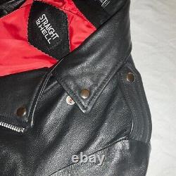 Staight To Hell Commando Leather Motorcycle Jacket Black Size 40