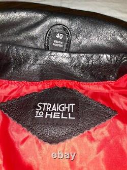 Staight To Hell Commando Leather Motorcycle Jacket Black Size 40