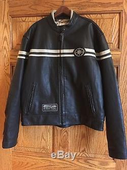 Star Motorcycles Leather Men's XL Jacket Black with Cream Trim Yamaha Motorcycles